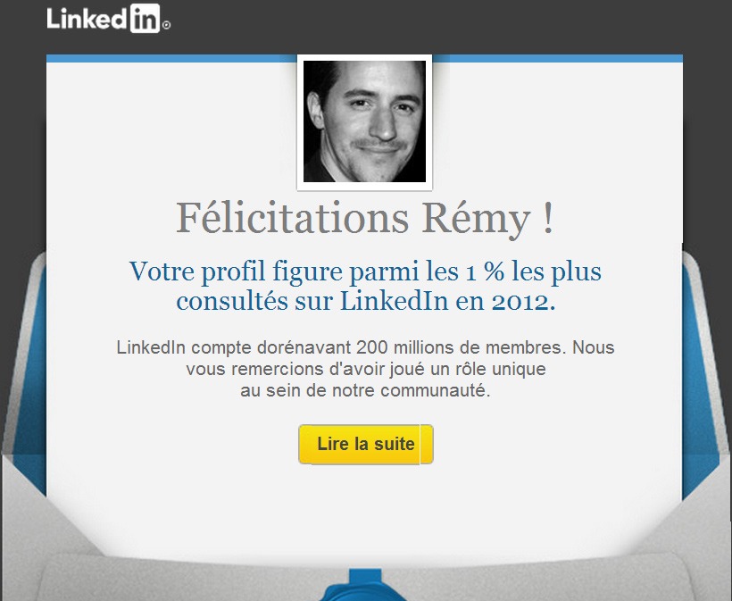 Mail marketing génial de Linkedin