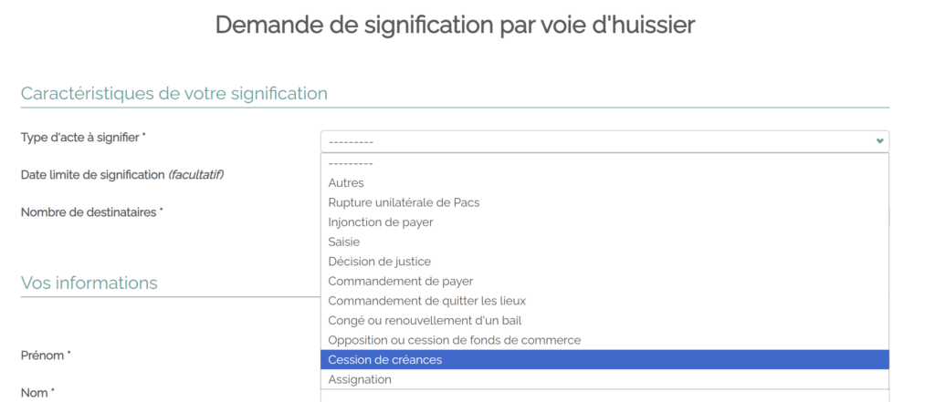 fee corsetee litiges huissier 